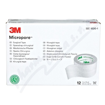 3M Micropore papír.náplast bílá 2.5cmx9.15m 12ks